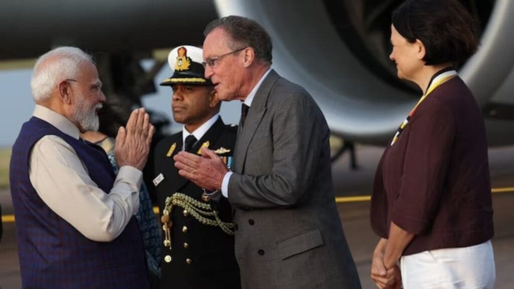 The Prime Minister was received at the airport by UK Foreign Office Minister in charge of the Indo-Pacific Catherine West.